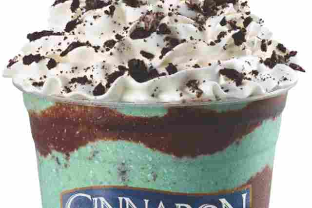 The 16 ounce Oreo® Mint Chillatta™ retails for $3.99 and has 1,040 calories, according to a clerk at the Cinnabon in the Manhattan Mall
